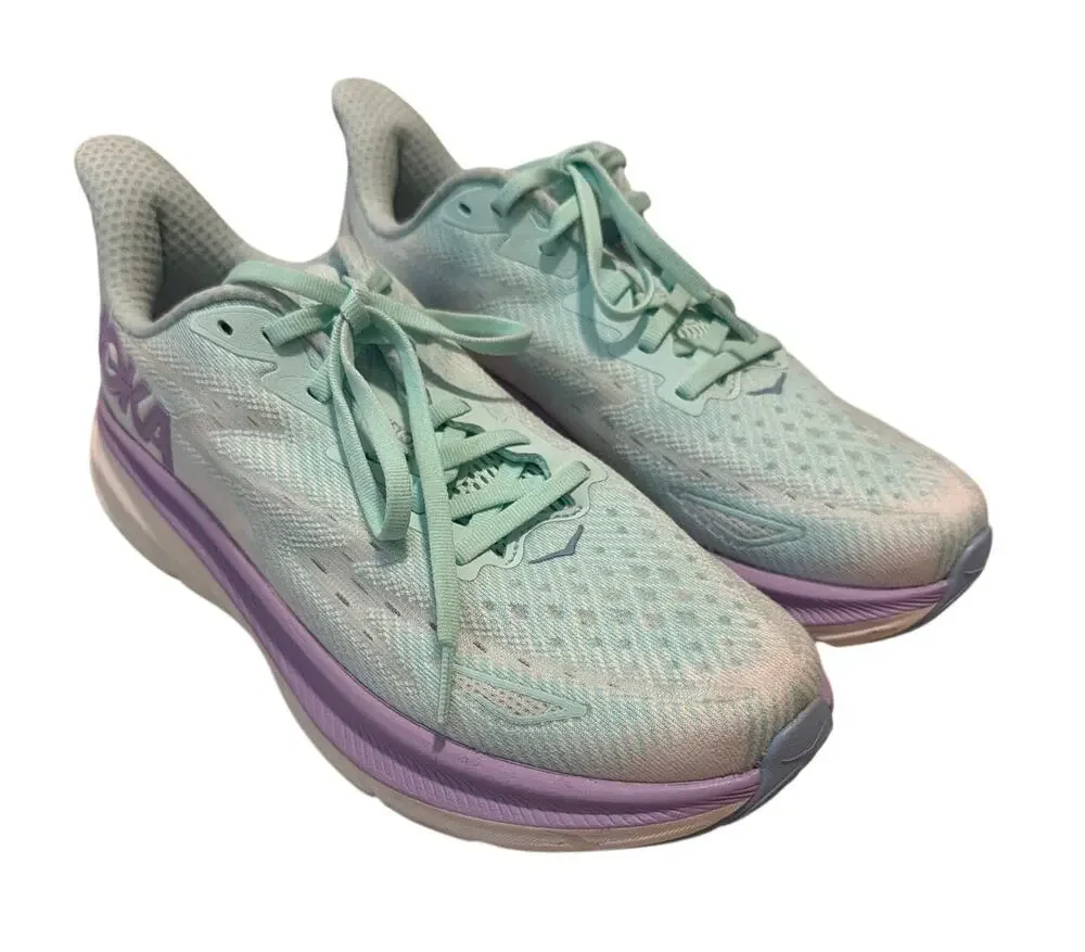 HOKA Clifton 9 Women's Running Shoes Size 8.5 B Sunlit Ocean Lilac Mist Mint